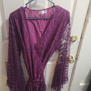 Luxurious Plum Lace Robe